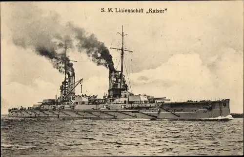 Ak Deutsches Kriegsschiff, SMS Kaiser, Linienschiff, Kaiserliche Marine