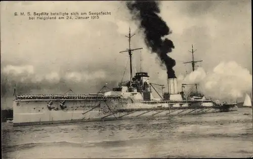 Ak Deutsches Kriegsschiff, SMS Seydlitz, Großer Kreuzer, Seegefecht 1915