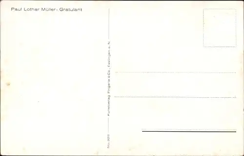 Künstler Ak Lothar-Müller, P., Gratulant, Zwerg mit Blumen, Blumenwiese