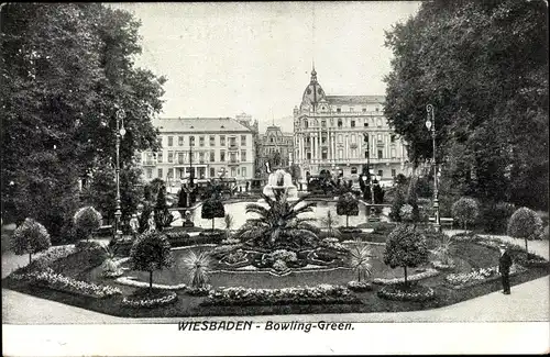 Ak Wiesbaden in Hessen, Bowling Green, Parkanlage