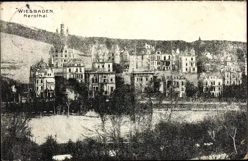 Ak Wiesbaden in Hessen, Nerotal, Blick auf die Stadt