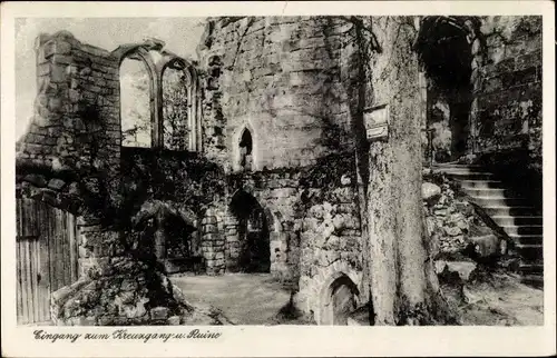 Ak Oybin in der Oberlausitz, Auf dem Oybin, Eingang zum Kreuzgang u. Ruine