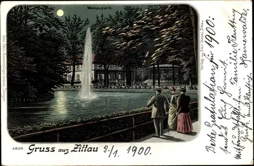Mondschein Litho Zittau in Sachsen, Weinaupark