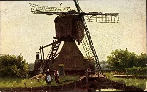 Ak Niederländische Windmühle, Kanalufer
