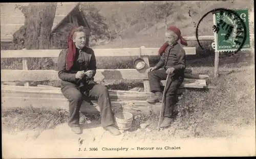 Ak Champéry Kanton Wallis, Retour au Chalet