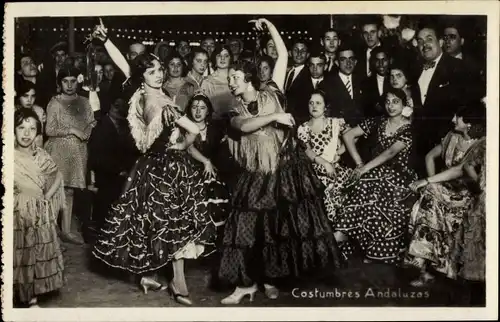 Ak Costumbres Andaluzas, Spanische Trachten, Tanzende Frauen