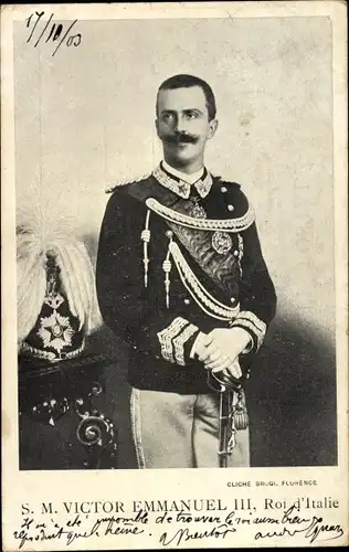 Ak Vittorio Emanuele III, Viktor Emanuel III., König von Italien, Portrait in Uniform