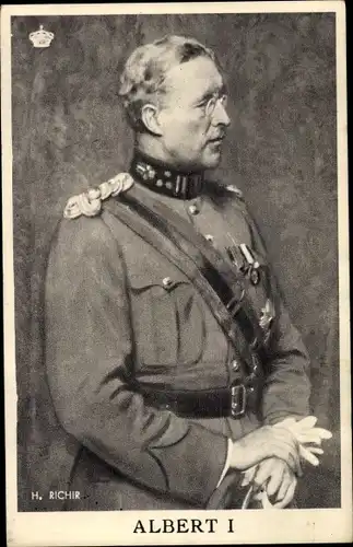 Ak Albert I., König von Belgien, Portrait in Uniform