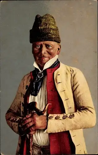 Ak Kanton Zürich, Bauer aus dem Wehntal, Bauerntracht