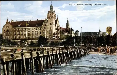 Ak Kołobrzeg Kolberg Pommern, Strandschloss