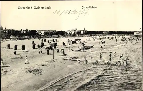 Ak Świnoujście Swinemünde Pommern, Strandleben