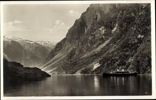Ak Gudvangen Norwegen, Wasserpartie, Dampfer, Berge