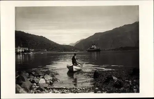 Ak Sognefjord Norwegen, Panorama, Dampfer