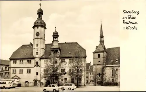 Ak Eisenberg im Saale Holzland Kreis, Rathaus und Kirche