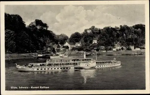 Ak Rathen an der Elbe Sächsische Schweiz, Ausflugsdampfer