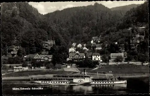 Ak Schmilka Bad Schandau in Sachsen, Sächsische Schweiz, Dampfer Schmilka,