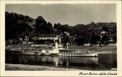 Ak Kurort Rathen Sächs. Schweiz, Flussdampfer Leipzig, Elbe