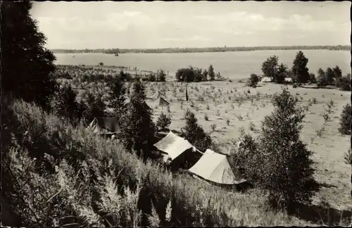 Ak Lohsa in der Oberlausitz, Knappensee, Blick von der Steilküste auf Zeltplatz und Badestrand