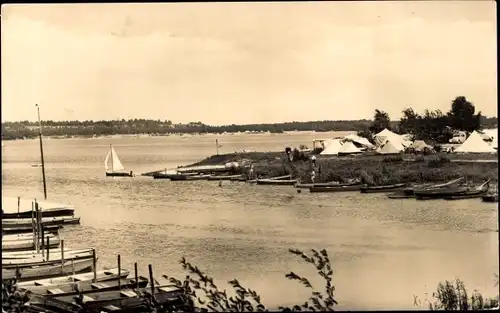 Ak Lohsa in der Oberlausitz, Knappensee, Campingplatz, Boote