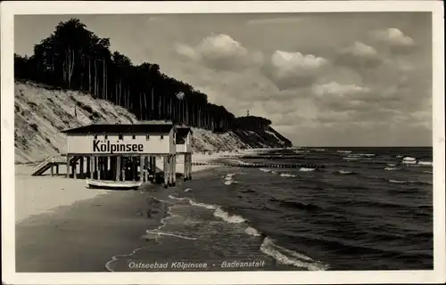 Ak Ostseebad Kölpinsee auf Usedom, Badeanstalt, Strand