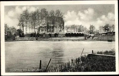 Ak Linde in der Mark Löwenberger Land, Wirtshaus am Linde-See, Inh. Hugo Steinborn