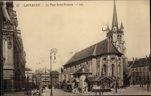 Ak Lausanne Kanton Waadt, La Place Saint Francois