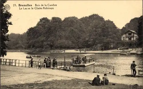 Ak Bruxelles Brüssel, Bois de la Cambre, Le Lac et le Chalet Robinson