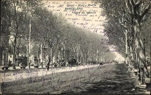 Ak Barcelona Katalonien Spanien, Paseo de Gracia