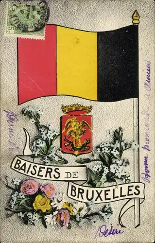 Ak Bruxelles Brüssel, Wappen, Flagge