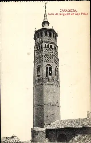 Ak Zaragoza Saragossa Aragonien, Torre de la Iglesia de San Pablo