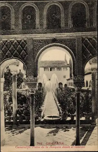 Ak Granada Andalusien Spanien, Generalife, Patio de la Acequia