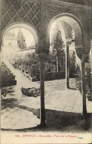 Ak Granada Andalusien Spanien, Generalife, Patio de la Acequia