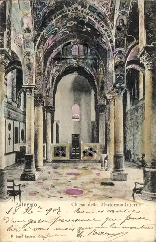 Ak Palermo Sizilien Sicilia Italien, Chiesa della Martorana, Interno