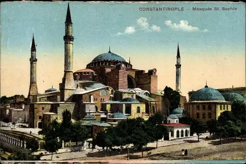 Ak Konstantinopel Istanbul Türkei, Mosquee Ste. Sophie, Minarett