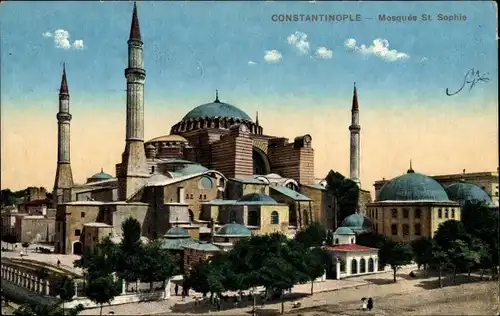 Ak Konstantinopel Istanbul Türkei, Mosquee Ste. Sophie, Minarett
