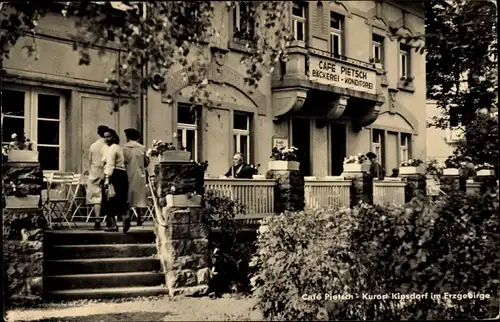 Ak Kipsdorf Altenberg im Erzgebirge, Cafe-Bäckerei-Konditorie Pietsch, Terrasse