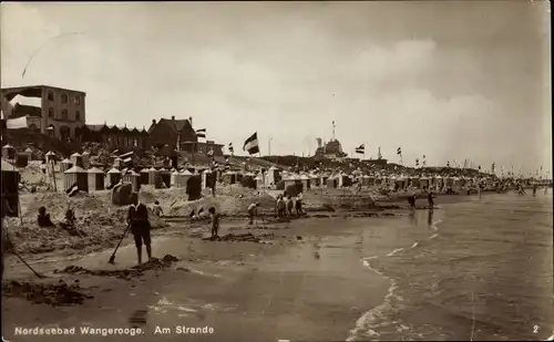 Ak Nordseebad Wangerooge in Ostfriesland, Am Strande