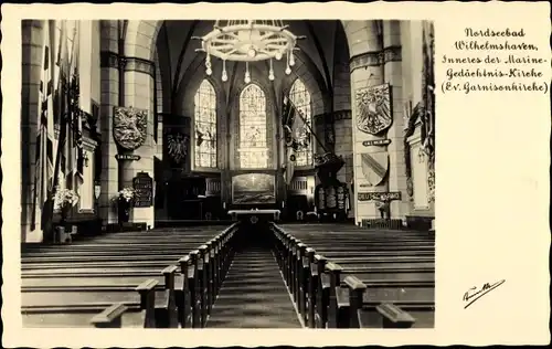 Ak Wilhelmshaven an der Nordsee, Inneres der Marine-Gedächtnis-Kirche, ev. Garnisonkirche