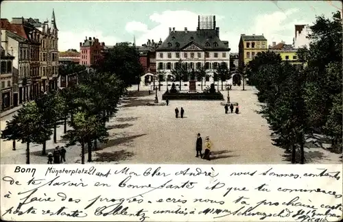 Ak Bonn am Rhein, Münsterplatz, Denkmal
