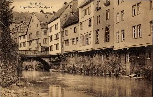 Ak Monschau Montjoie in der Eifel, Rurpartie am Marktplatz