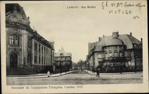 Ak Landau in der Pfalz, vue générale de la Rue Moltke