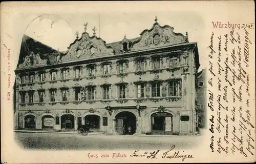 Ak Würzburg am Main Unterfranken, Falkenhaus aus Straßensicht, Nr. 6214