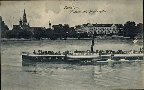 Ak Konstanz am Bodensee, Münster und Insel-Hotel