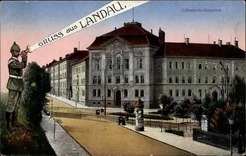 Ak Landau Pfalz, Infanterie Kaserne, Soldat