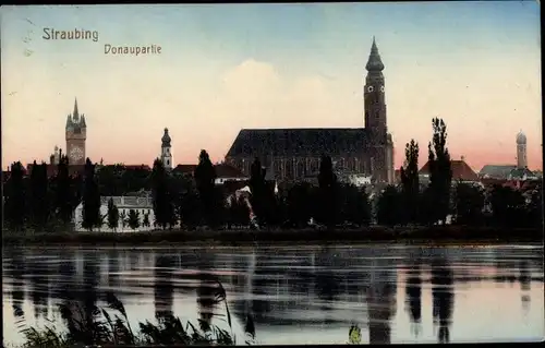 Ak Straubing an der Donau Niederbayern, Donaupartie