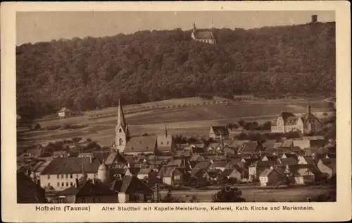 Ak Hofheim im Taunus Hessen, Alter Stadtteil mit Kapelle Meisterturm, Kellerei, Kath. Kirche