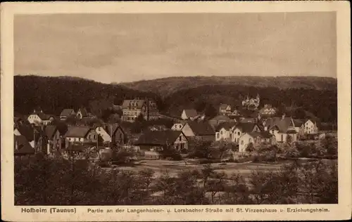 Ak Hofheim am Taunus Hessen, Partie an der Langenhainer- und Lorsbacher Straße mit St. Vinzenzhaus