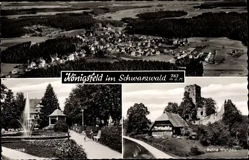 Ak Königsfeld im Schwarzwald Baar Kreis, Ruine Waldau, Kurpark, Panorama vom Ort