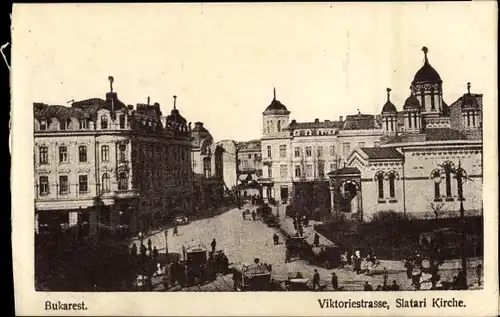 Ak București Bukarest Rumänien, Viktoriestraße, Slatari Kirche