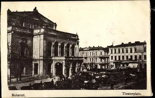 Ak București Bukarest Rumänien, Theaterplatz